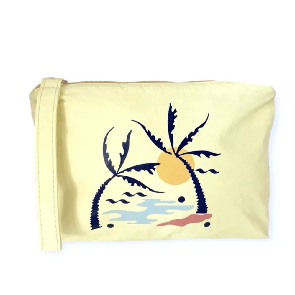 Madewell Yellow Sunset Zipper Wristlet Pouch with strap